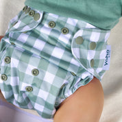 Basil Plaid 🌿 Reusable Cloth Nappy + Bamboo Terry Insert