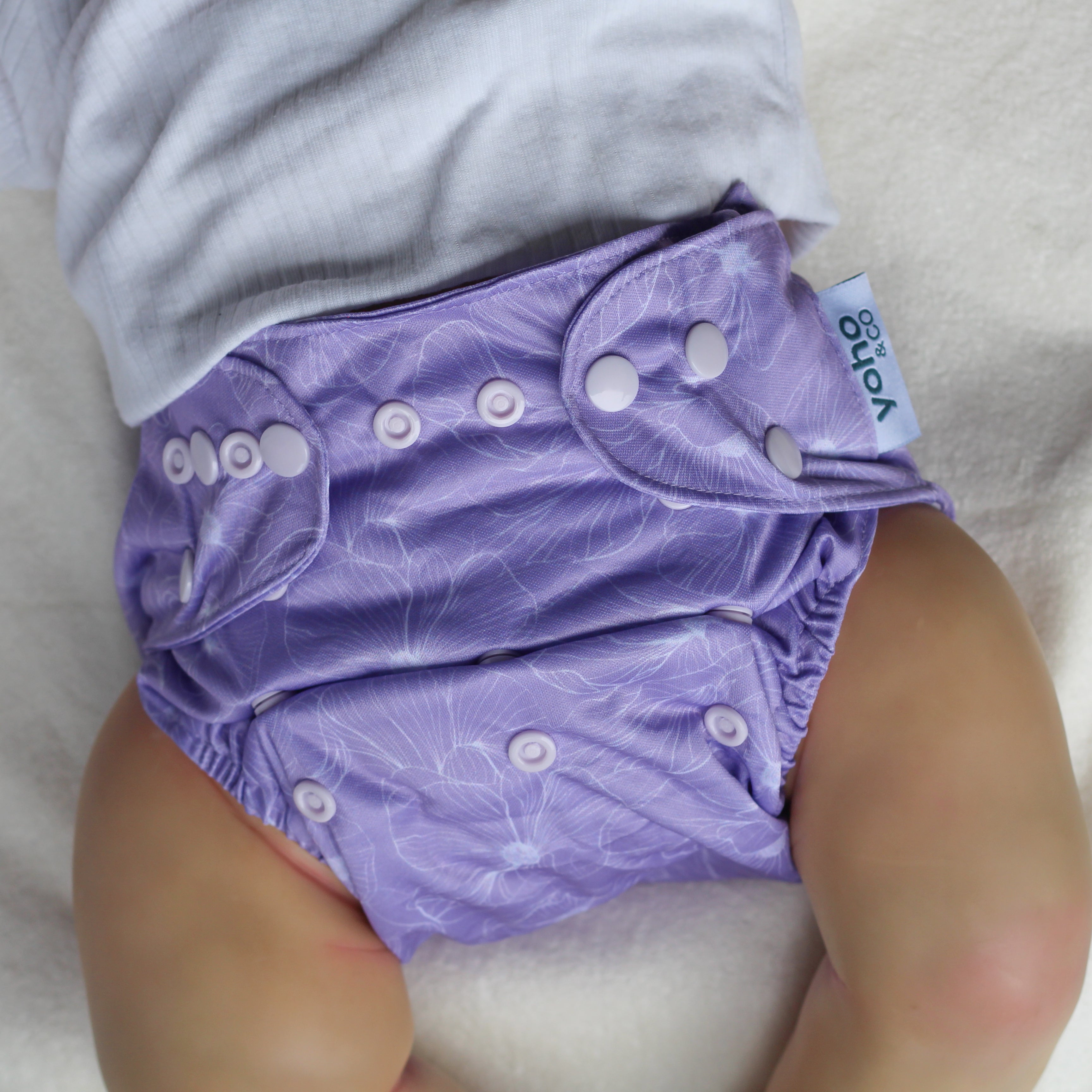 Lilac Bloom 🪻 Reusable Cloth Nappy + Bamboo Terry Insert