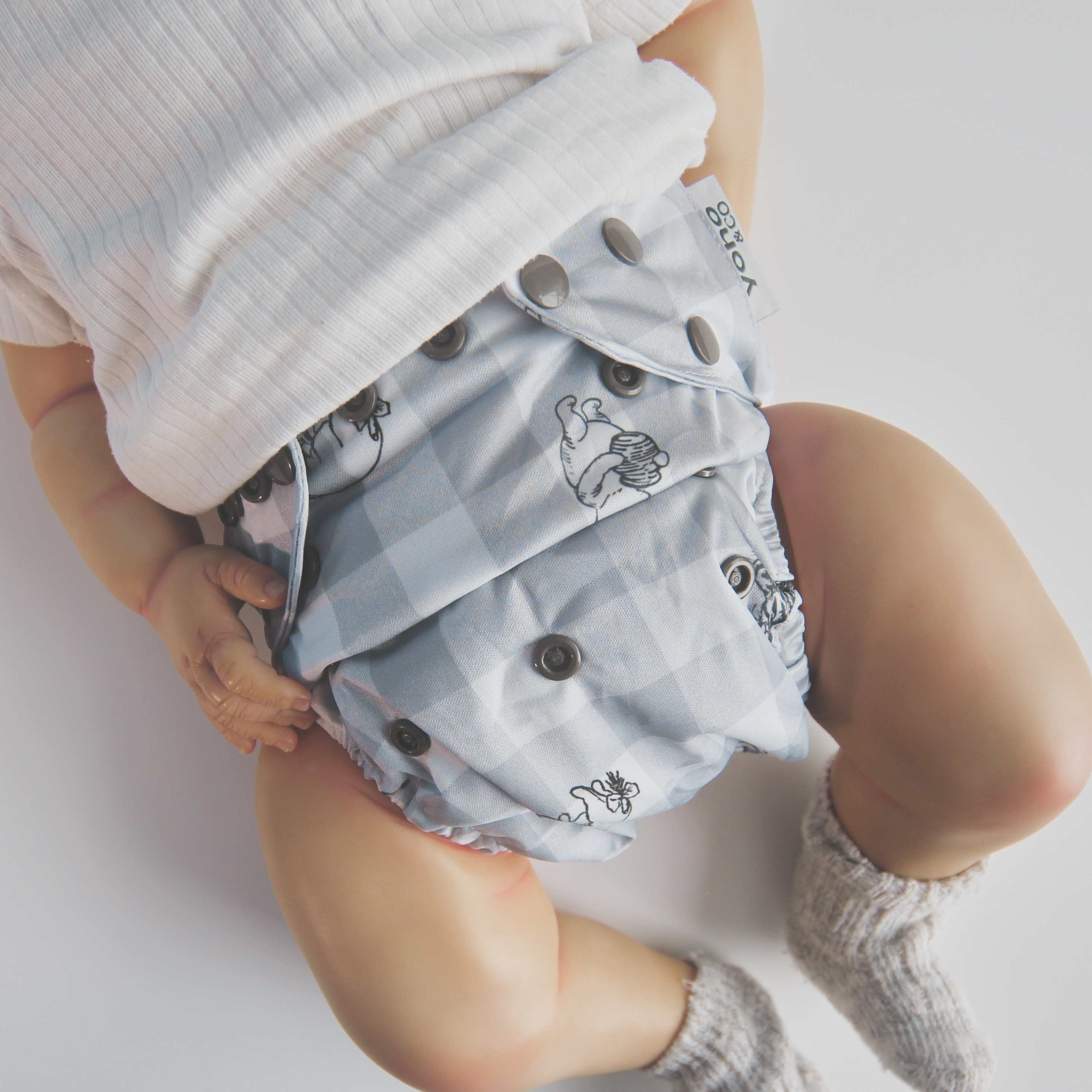 Winnie the Pooh's Picnic - Reusable Modern Cloth Nappy with Bamboo Terry Insert